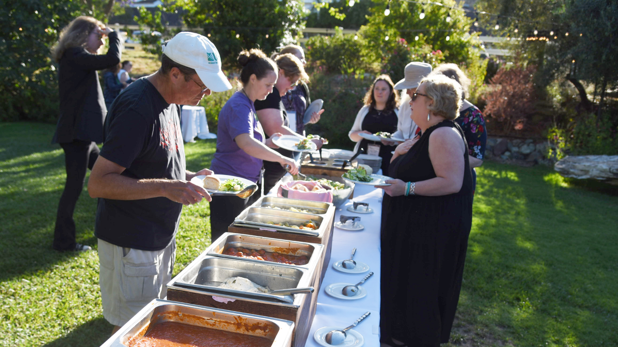 individuals getting food